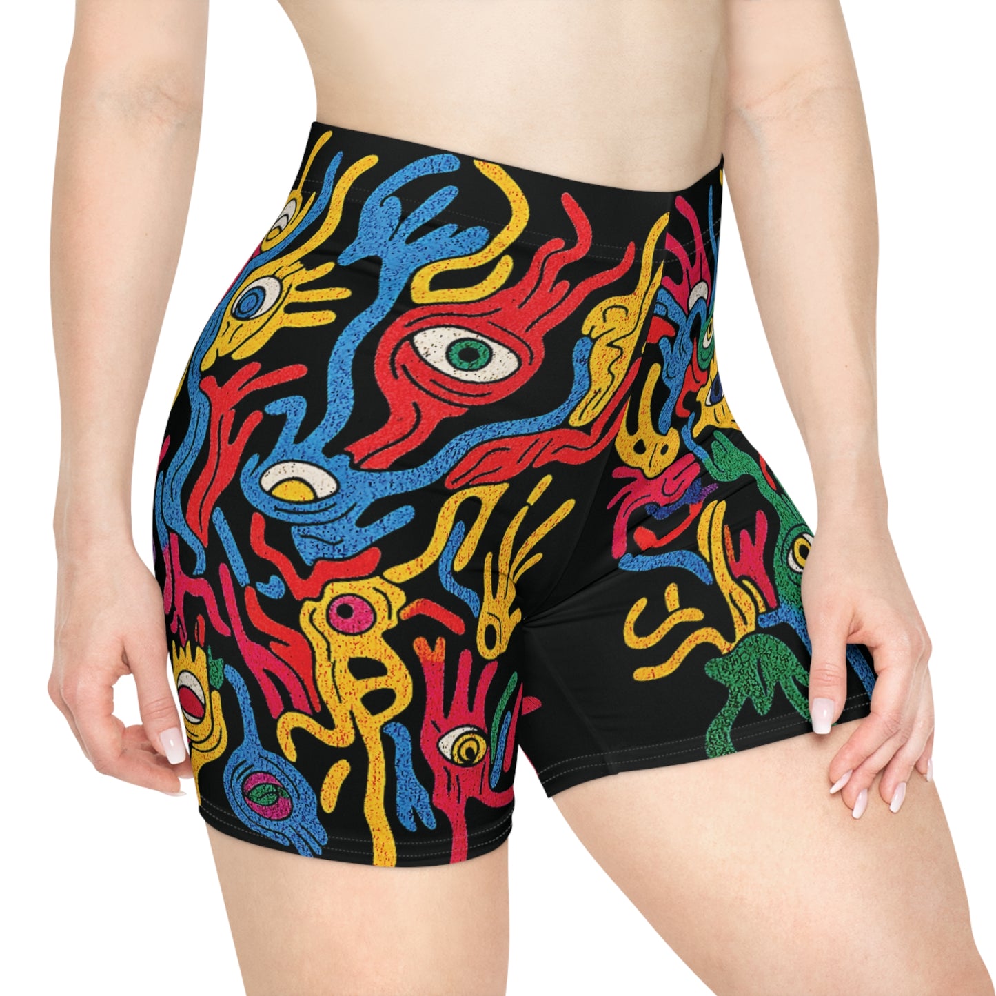 Vibrant Colorful Women's Biker Shorts, Athletic Wear, Summer Activewear, Festival Outfits, Unique Gift for Her