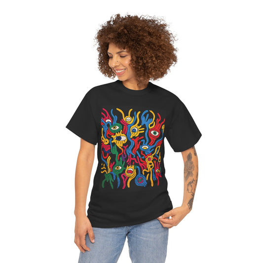 Colorful Artistic Unisex Tee - Vibrant Graphic Tee, Unique Gift for Art Lovers, Cool T-Shirt for Festivals, Eye-Catching Apparel