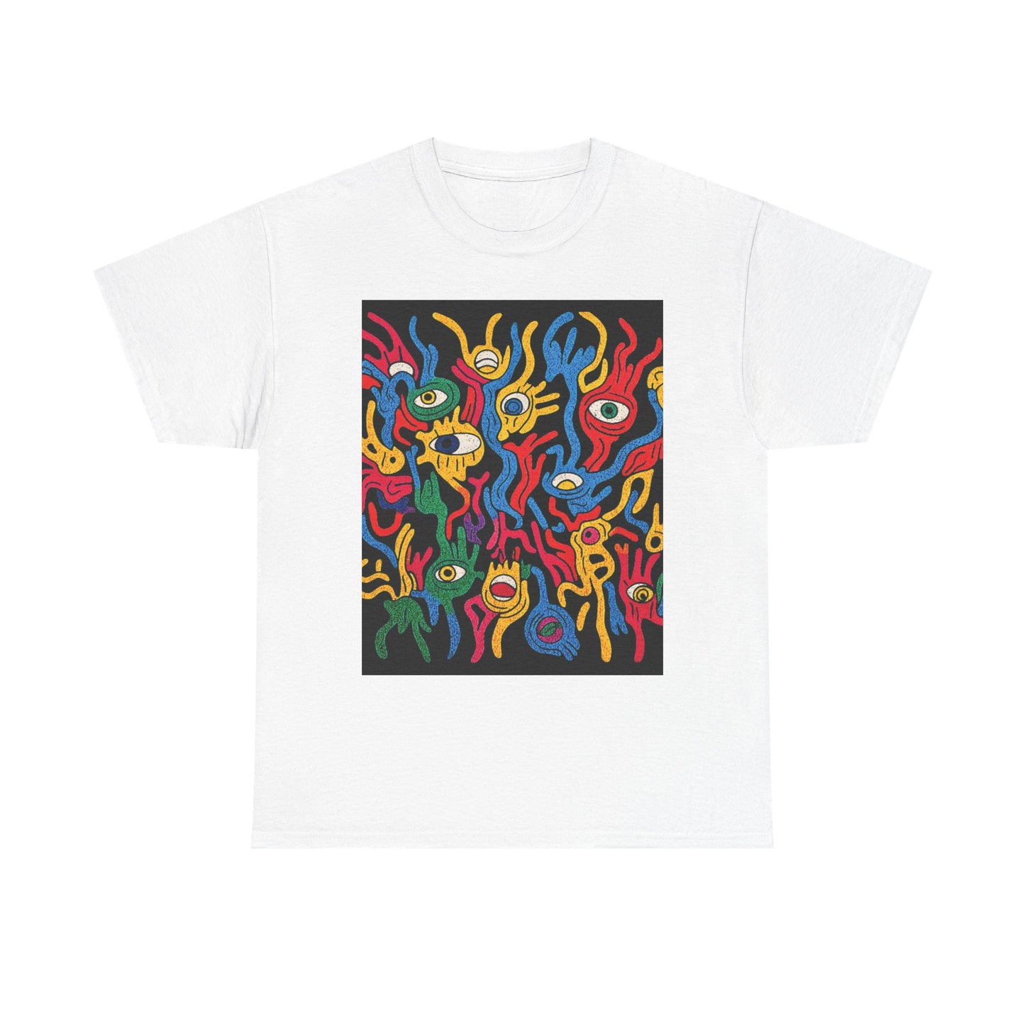 Colorful Artistic Unisex Tee - Vibrant Graphic Tee, Unique Gift for Art Lovers, Cool T-Shirt for Festivals, Eye-Catching Apparel