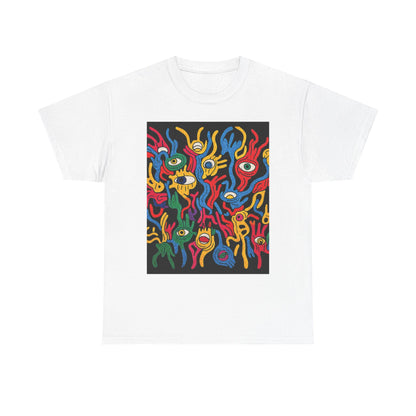 Colorful Artistic Unisex Tee - Vibrant Graphic Tee, Unique Gift for Art Lovers, Cool T-Shirt for Festivals, Eye-Catching Apparel