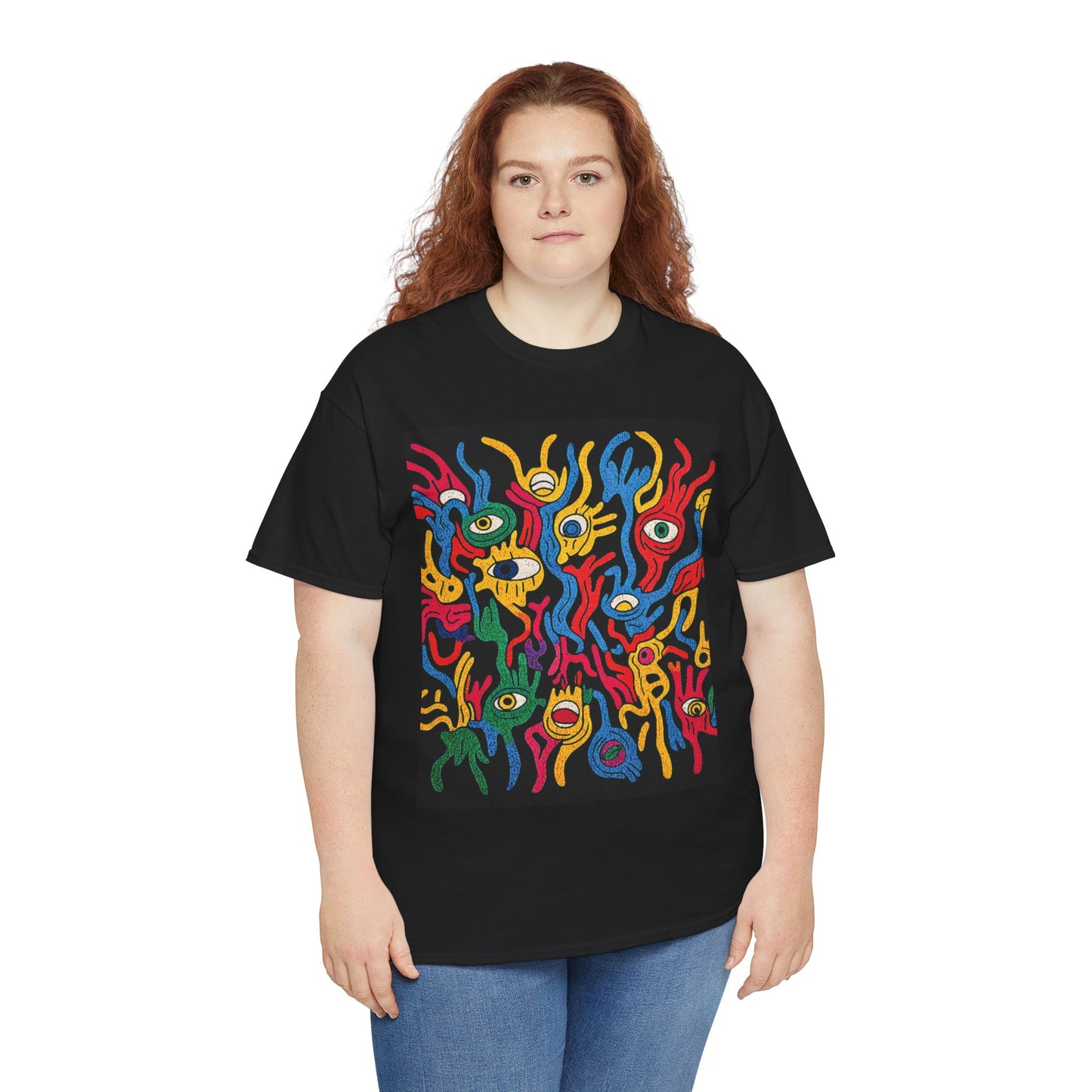 Colorful Artistic Unisex Tee - Vibrant Graphic Tee, Unique Gift for Art Lovers, Cool T-Shirt for Festivals, Eye-Catching Apparel
